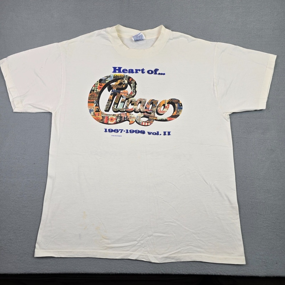 Vintage Chicago Band Heart of Chicago 1967-1998 Vol II Tour T-Shirt White Adult